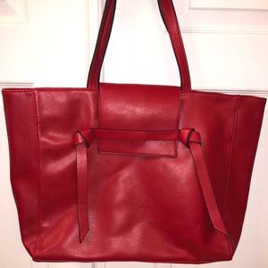 Red leather-like bag